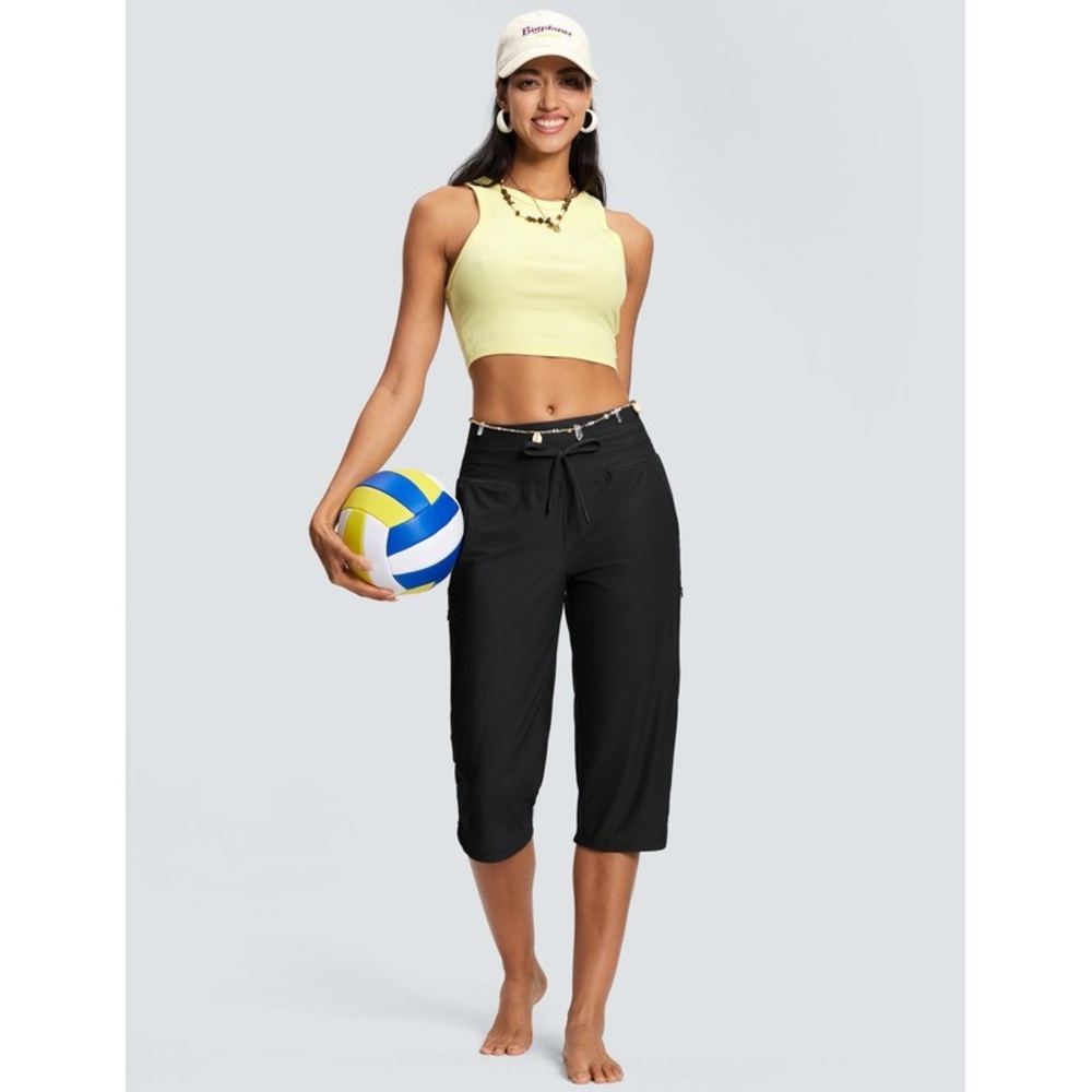 NWT ISEEGZ Swim Capris Pants shorts for Women 18" Tummy Control